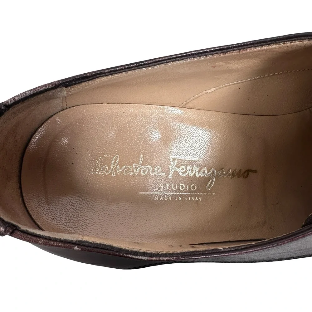 Salvatore Ferragamo Studio Mens 9 D Dark Brown Leather Cap Toe Derby 01UH 38755